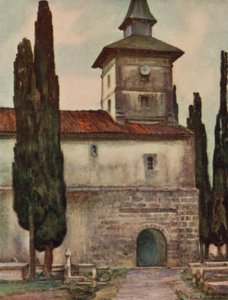 Baskerland: Church at Itxassou (farge litho)