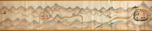 16 000. medfølgende. Orientert med nord til høyre. Relieff vist billedmessig. Fugleperspektiv. Dekker Wei-elven i Baoji Xian, Shanxi Sheng til Shu Dao i Shanxi-Sichuan-grensen. Viser boplasser, rasteplasser, stasjoner, vertshus, templer, fjelloverganger, w
