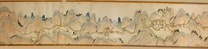16 000. medfølgende. Orientert med nord til høyre. Relieff vist billedmessig. Fugleperspektiv. Dekker Wei-elven i Baoji Xian, Shanxi Sheng til Shu Dao i Shanxi-Sichuan-grensen. Viser boplasser, rasteplasser, stasjoner, vertshus, templer, fjelloverganger, w