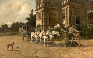 Forfra av Wollaton Hall, Nottingham med hest og vogn, ca. 1880-1906