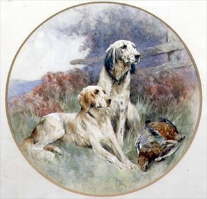 Et par settere som vokter en rypeskinne av Arthur Wardle