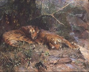 Tigre hviler ved en bekk av Arthur Wardle