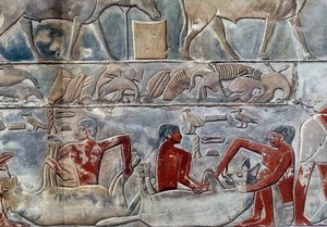Kunst Egypt: sonde fra en hyene. College ligner på Mastaba av Mereruka. av Artist Unknown