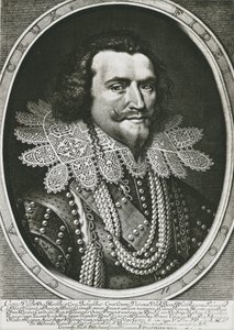 BUCKINGHAM, George Villiers, hertug av (1592–1628). Britisk politiker, favoritt av Jakob I og Karl I. Etsning. av Artist Unknown