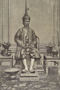 Chulalongkorn eller Rama V (1853–1910). Siams femte monark under Chakri-huset. Gravering. Privat samling av Artist Unknown