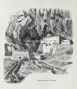 Covadonga. Hermitage of Santa Maria. Gravering. SPANIA. ARAGON. Zaragoza. General Military Academy av Artist Unknown