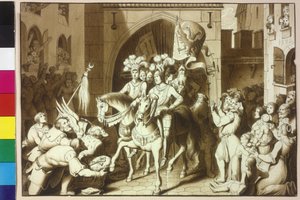 Keiser Karl V. og hans brødre Ferdinand I blir med i hennes okkupasjon i Wien med hjelmen til den tilstedeværende fatalitetspashaen Michael Oglu av Artist Unknown