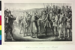Franz av Dietrichstein sender kong Matteus I et brev fra keiser Rudolf II av Artist Unknown