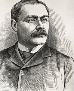 KIPLING, Rudyard (1865–1936). Britisk forfatter, født i India. Nobelprisen i litteratur 1907. Portrett av Kipling. Gravering. av Artist Unknown