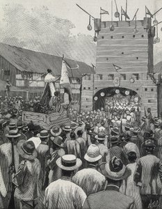 Filippinene (1899). Protest i Manila. (gravering) av Artist Unknown