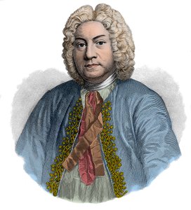 Portrett av FRANCOIS COUPERIN, engelsk komponist og organist (gravering)