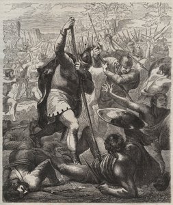 Representasjon av Pelage erobrerkongen av Asturias triumferende mot saracenerne, 719, Covadonga, Spaniaquot;