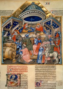 Scener fra shoppinglivet i Bologna. Miniatyr (miniatyr) av Artist Unknown