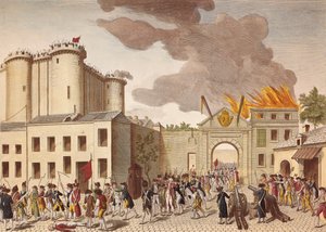 Stormingen av Bastillen av en folkemengde 14. juli 1789, i den franske revolusjonen av Artist Unknown
