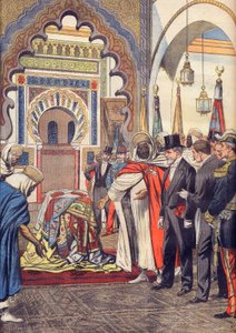 Den franske republikks president, Émile Loubet, besøker moskeen i Sidi Bou Medine i Tlemcen, Algerie. av Artist Unknown