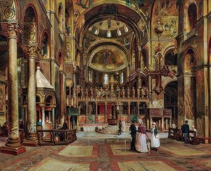 Inne i Basilica di San Marco, Venezia. 1886 av Arturo Ferrari