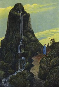 Niobe forvandlet til Weeping Rock (farge litho)