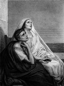 Saint Monique med Saint Augustin - på forsiden av Saint Moniques historie av Abbe Bougaud, Librairie Poussielgue 1866 av Ary Scheffer