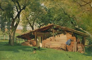 A Hut at Chiemsee, 1872 (olje på kort)