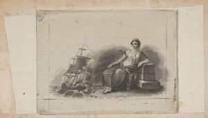 Seddelvignett med kvinneskikkelse som representerer marin handel, ca. 1824-37.