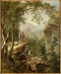 Åndens brorskap Maleren Thomas Cole (1801-1848) og poeten William Cullen Bryant (1794-1878) samhandler i et romantisk landskap. Maleri av Asher Durand (1796-1886) 1849 Privat samling - Kindred Spirits. Den store kunstneren til Hudson River av Asher Brown Durand