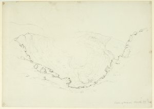 Caldera of Mt. Vesuvius, Napoli, Italia, 1841 (grafitt på papir)