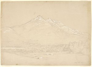Mount Chocorua, New Hampshire, 1855 (grafitt og hvit gouache på forberedt beige papir) av Asher Brown Durand