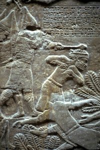 Ashurbanipal i slaget ved Til-Tuba, 650-620 f.Kr av Assyrian