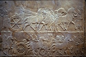 Ashurbanipal i slaget ved Til-Tuba, 650-620 f.Kr av Assyrian