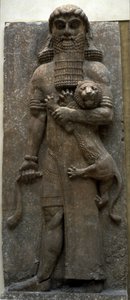 Helten Gilgamesh mestrer en løve, 722-705 f.Kr