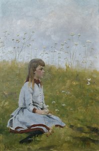 Pike i en blomstereng, ca. 1885 (olje på lerret)