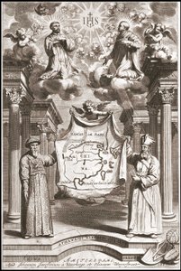Adam Schall (til venstre) og Matteo Ricci (til høyre) i kinesisk mandarin-kostyme, frontispice av "Kina" av Athanase Kircher (eller Athanasius Kircheri) av Athanasius Kircher