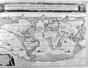Geografisk kart over verden etter syndfloden, 1675