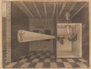 Magisk lykt som viser døden fra Ars Magna Lucis, 1671.
