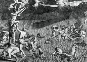 Syndflodens scene, 1675 av Athanasius Kircher