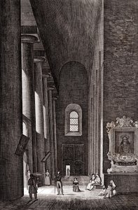 Sidegang til katedralen Nativita di Maria Santissima i Syracuse, Sicilia, Italia, kobbergravering, ca. 19x29 cm av Attilio Zuccagni Orlandini