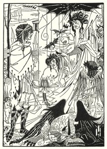 Drømmer (gravering) av Aubrey (after) Beardsley
