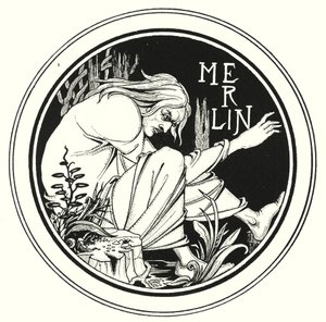 Merlin (gravering) av Aubrey (after) Beardsley