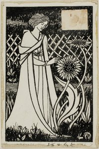 Decorative Study: Woman with Sunflowers av Aubrey Beardsley