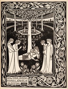 Hvordan fire dronninger fant Launcelot sovende av Aubrey Beardsley