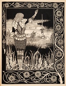 Hvordan Sir Bedivere kastet sverdet Excalibur i vannet av Aubrey Beardsley