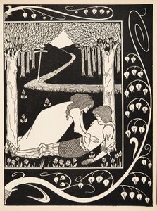 Hvordan Sir Launcelot ble kjent av Dame Elaine, 1894 (gravering) av Aubrey Beardsley