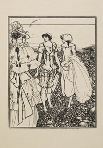På Dieppe Beach (Baderne), fra en bok med femti tegninger av Aubrey Beardsley