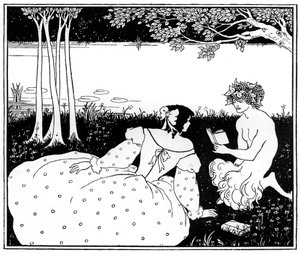 Panlesing for en kvinne ved en bekk, 1898. av Aubrey Beardsley