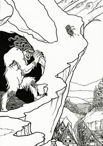 The Landslip, frontispice til 'Pastor Sang' av Bjornon, 1899 av Aubrey Beardsley