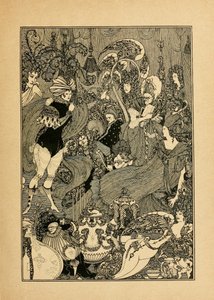 Låsens voldtekt. Illustrasjon for The Cave of Spleen av Alexander Pope av Aubrey Beardsley