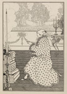 Baronens bønn. Fra «Låsens voldtekt». fra en bok femti tegninger av Aubrey Beardsley