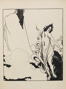 Det fjerde tablået av Rhinegold fra en bok med femti tegninger av Aubrey Beardsley