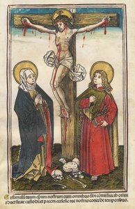 Kristus på korset med jomfruen og den hellige Johannes av Augsburg 15th Century