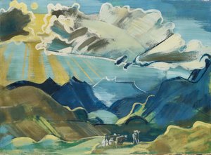 Balmalp med Schächental og Uri Rotstock, 1927-28 (leiremaling på lerret) av August Babberger